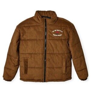 Reason Brand Corduroy Newport Brown Puffer Jacket Mens Size Medium